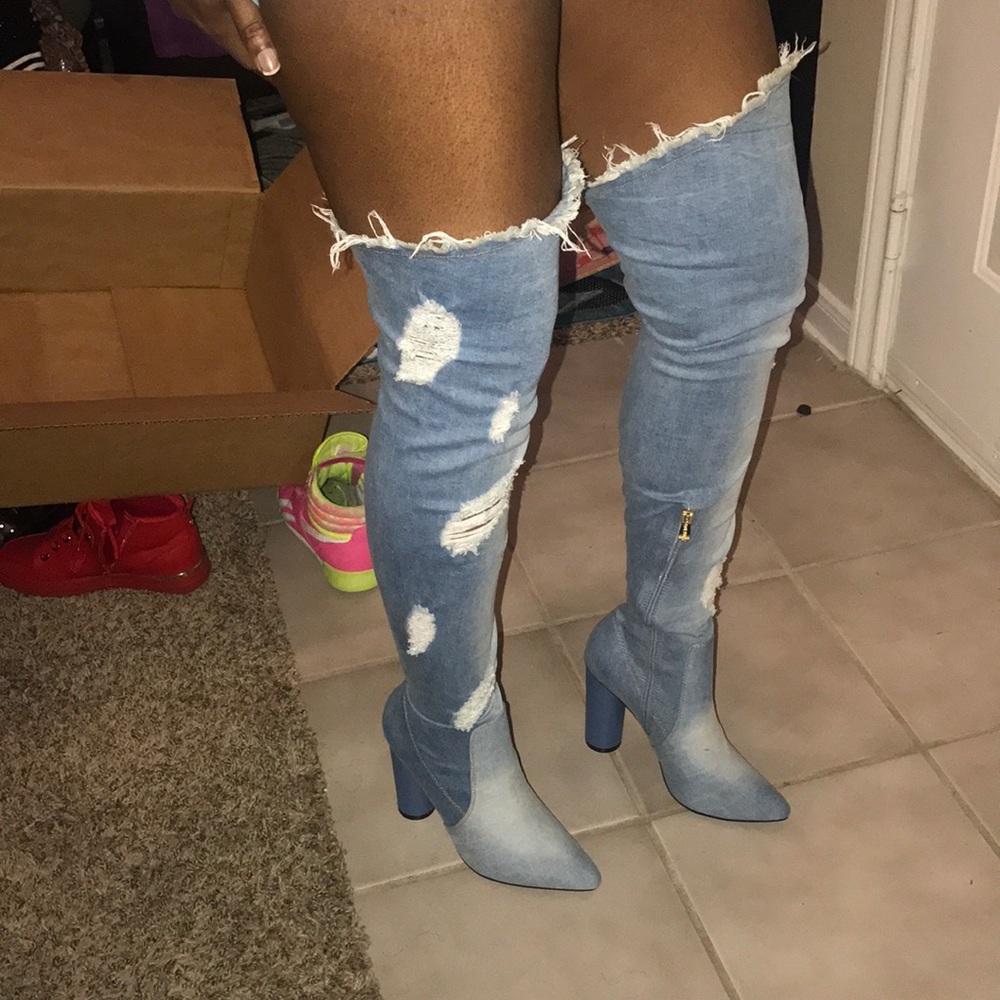 Cape Robbin stretch denim Jean boots thigh high